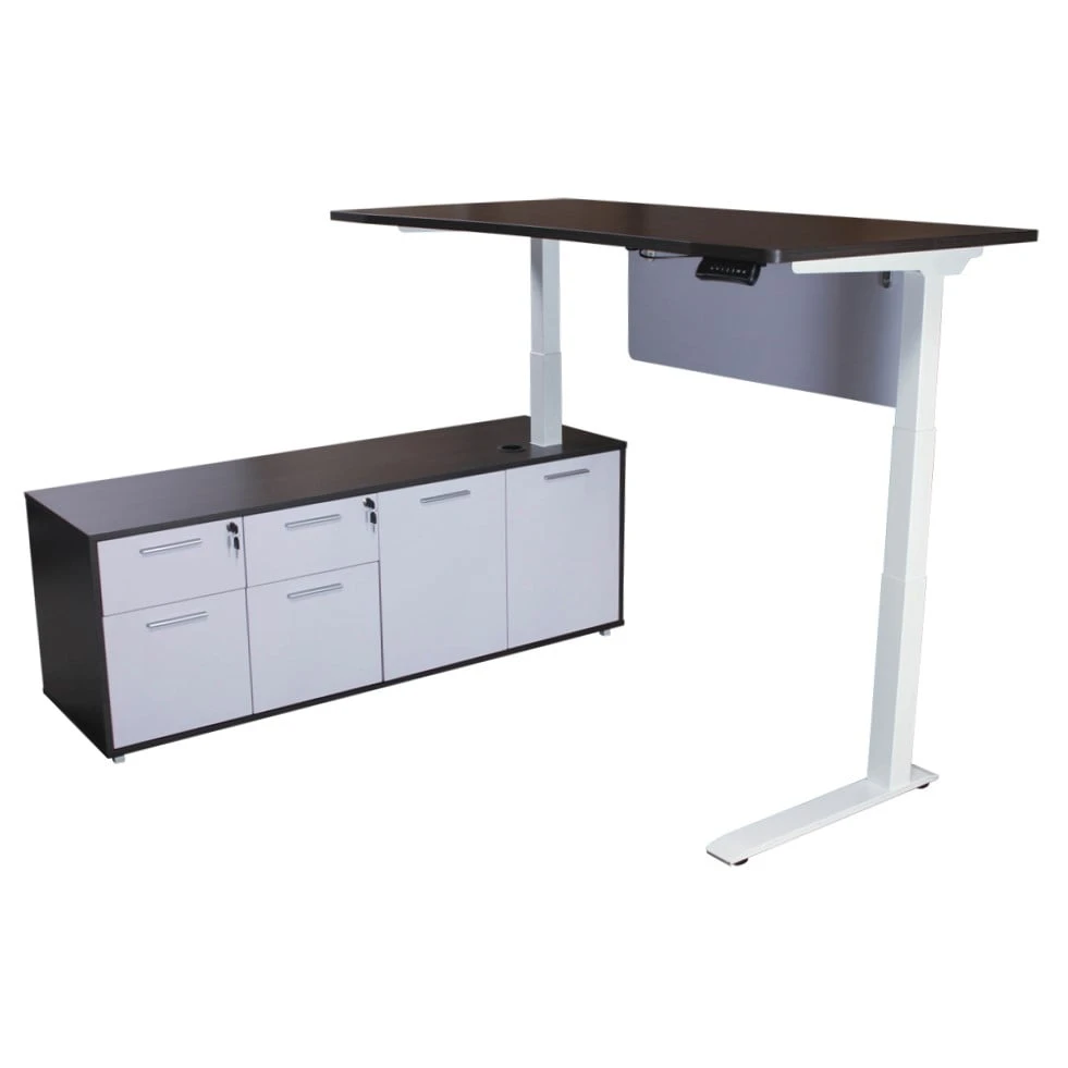 Sonoma Executive Lifting L-Shaped Laminate Desk With Left Return, Gray And White Version 2 2 Sonoma Executive Lifting L-Shaped Laminate Desk With Left Return, Gray And White Version 2 - Image 2