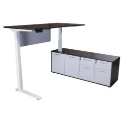 Sonoma Executive Lifting L-Shaped Laminate Desk With Right Return, Gray And White Version 2 -Office Furniture Store Sonoma lfting desk right 05 1
