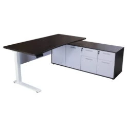 Sonoma Executive Lifting L-Shaped Laminate Desk With Right Return, Gray And White Version 2 -Office Furniture Store Sonoma lfting desk right 06 1