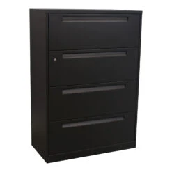 Steelcase 4 Drawer Used 36 Inch Lateral File, Dark Gray