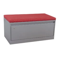 Steelcase 900 Series Used 1 Drawer Lateral File W Red Cushion Top, Silver