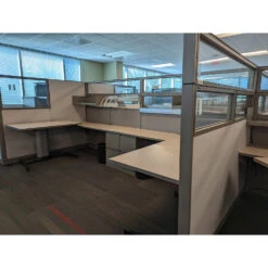 Steelcase Answer 6×6 Used Buddy Station W Extra Glass, Taupe – Sold In Pods -Office Furniture Store Steelcase Answer 6x6 Used Buddy Station Extra Glass Taupe 04