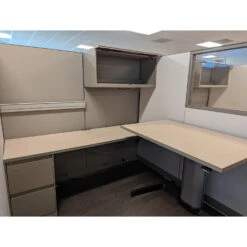 Steelcase Answer 6×6 Used Cubicle W Glass, Taupe – Sold In Pods -Office Furniture Store Steelcase Answer 6x6 Used Cubicle Clear Glass Taupe 02