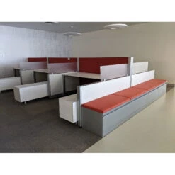 Steelcase 900 Series Used 1 Drawer Lateral File W Red Cushion Top, Silver -Office Furniture Store Steelcase Answer 6x6 Used Cubicle Sold in Pods 03 1