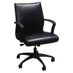 Steelcase Coalesse Used Leather Conference Chair, Black