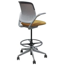 Steelcase Cobi Used Mesh Stool With Fixed Arms And White Frame, Yellow -Office Furniture Store Steelcase Cobi Used Mesh Stool Fixed Arms White Frame Yellow 02