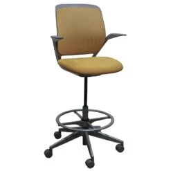 Steelcase Cobi Used Mesh Stool With Fixed Arms, Yellow