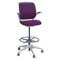 Steelcase Cobi Used Mesh Stool With Fixed Arms, Purple