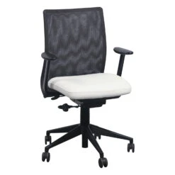 Steelcase Jersey Used PU Leather And Mesh Conference Chair, Snow White