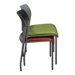 Steelcase Move Used Gray Stack Chair, Blue Pattern Vinyl Seat -Office Furniture Store Steelcase Move Used Gray Stack Chair Green Vinyl Seat 05