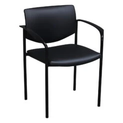 Steelcase Player Used PU Leather Stack Chair, Satin Black
