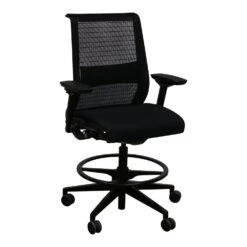 Steelcase Think Used Mesh Back Stool, Black -Office Furniture Store Steelcase Think Used Mesh Back Stool Black 04