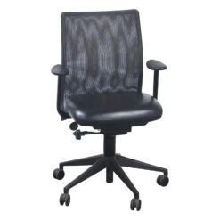 Steelcase Jersey Used Leather And Mesh Conference Chair, Black