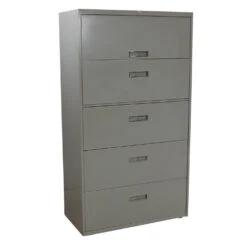 Steelcase Used 5 Drawer 36 Inch Lateral File, Light Gray