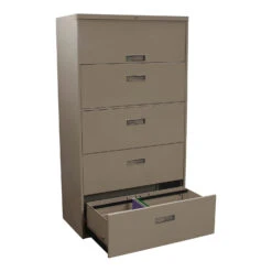 Steelcase Used 5 Drawer 36 Inch Lateral File, Putty -Office Furniture Store Steelcase Used 5 Drawer Lateral File Putty 04 1