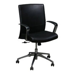 Other Stylex Insight Used Leather Conference Chair W Chrome Base, Black