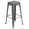 Other Tabouret Used Metal 30 In Stacking Barstool, Silver