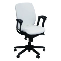 Teknion Amicus Synchro Used PU Leather Conference Chair, Snow White