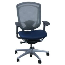 Teknion Contessa Used Mesh Back Task Chair, Ocean Blue Leather