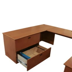 Wood Veneer Used Left Return U Shape Desk, Maple -Office Furniture Store Wood Veneer Used Left Return U Shape Desk Maple 04