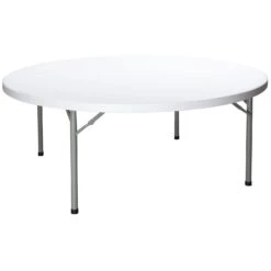 GoSIT New 72 Inch Round Plastic Folding Table, Granite White