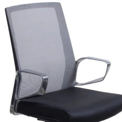 Maris By GoSIT Leather And Mesh Conference Chair, Black And Gray -Office Furniture Store goSIT Modern Mid Back Leather Mesh Chair Gray Black 04