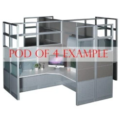 36×92 New GoSIT Max06 Cubicle Fabric Panel, Smoke -Office Furniture Store goSIT Station Taupe Pod of 4 Sample 10 5