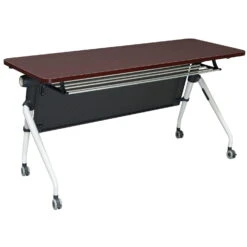 GoSIT New Mobile Nesting Table 59 Inch With White Base, Mahogany