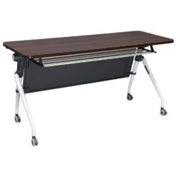 GoSIT New Mobile Nesting Table 59 Inch With White Base, Walnut